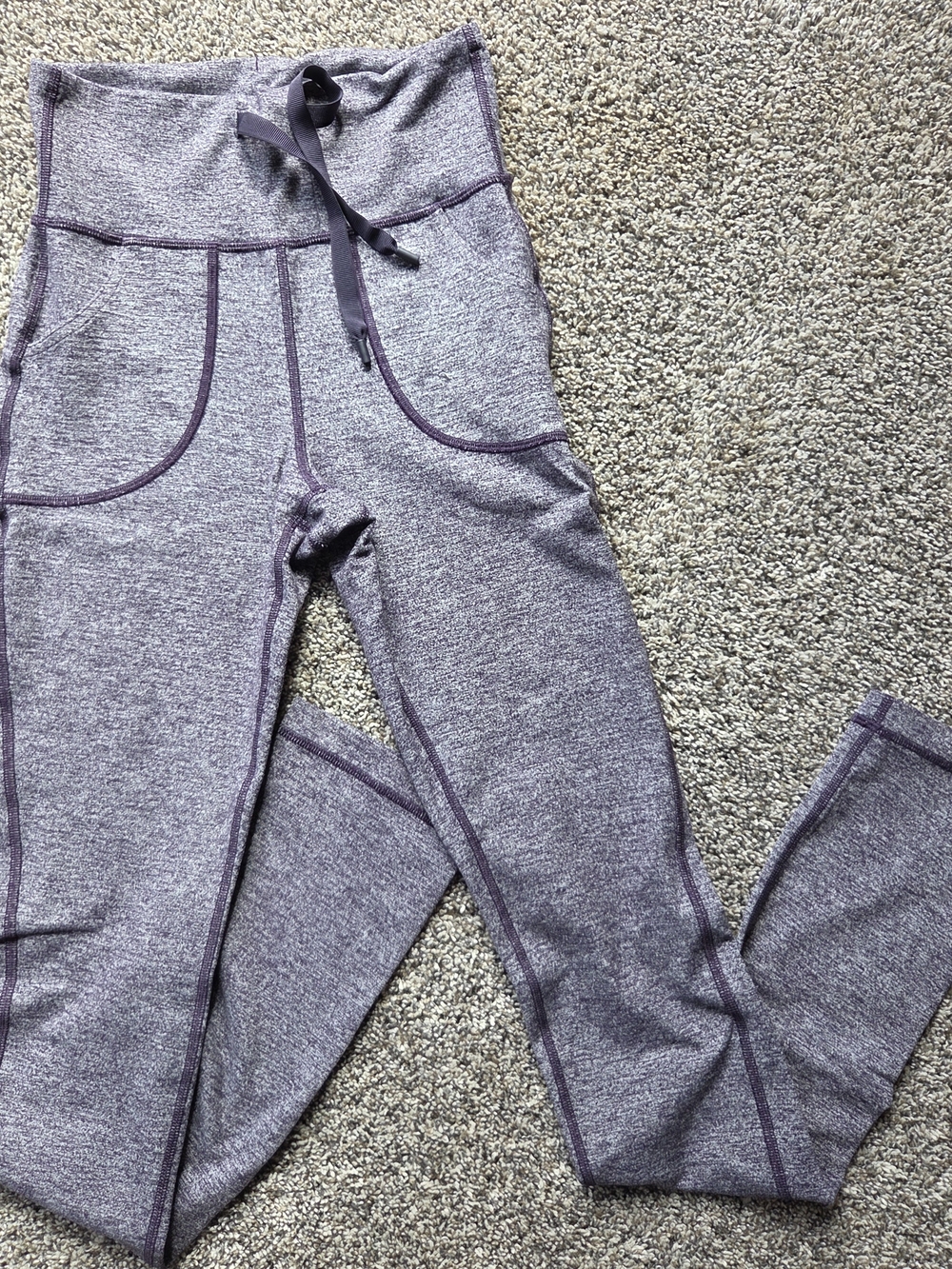 lululemon athletica Heathered Purple Drawstring Pocket Leggings